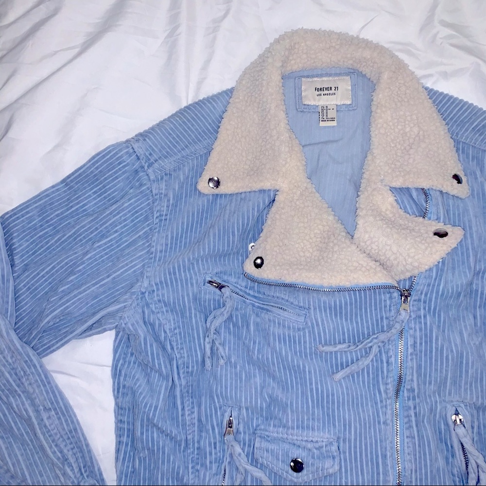 Blue jacket with Sherpa collar